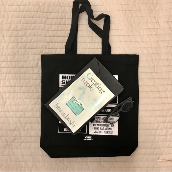 Vans black and white cotton tote bag. One size. EUC. - Picture 8 of 8